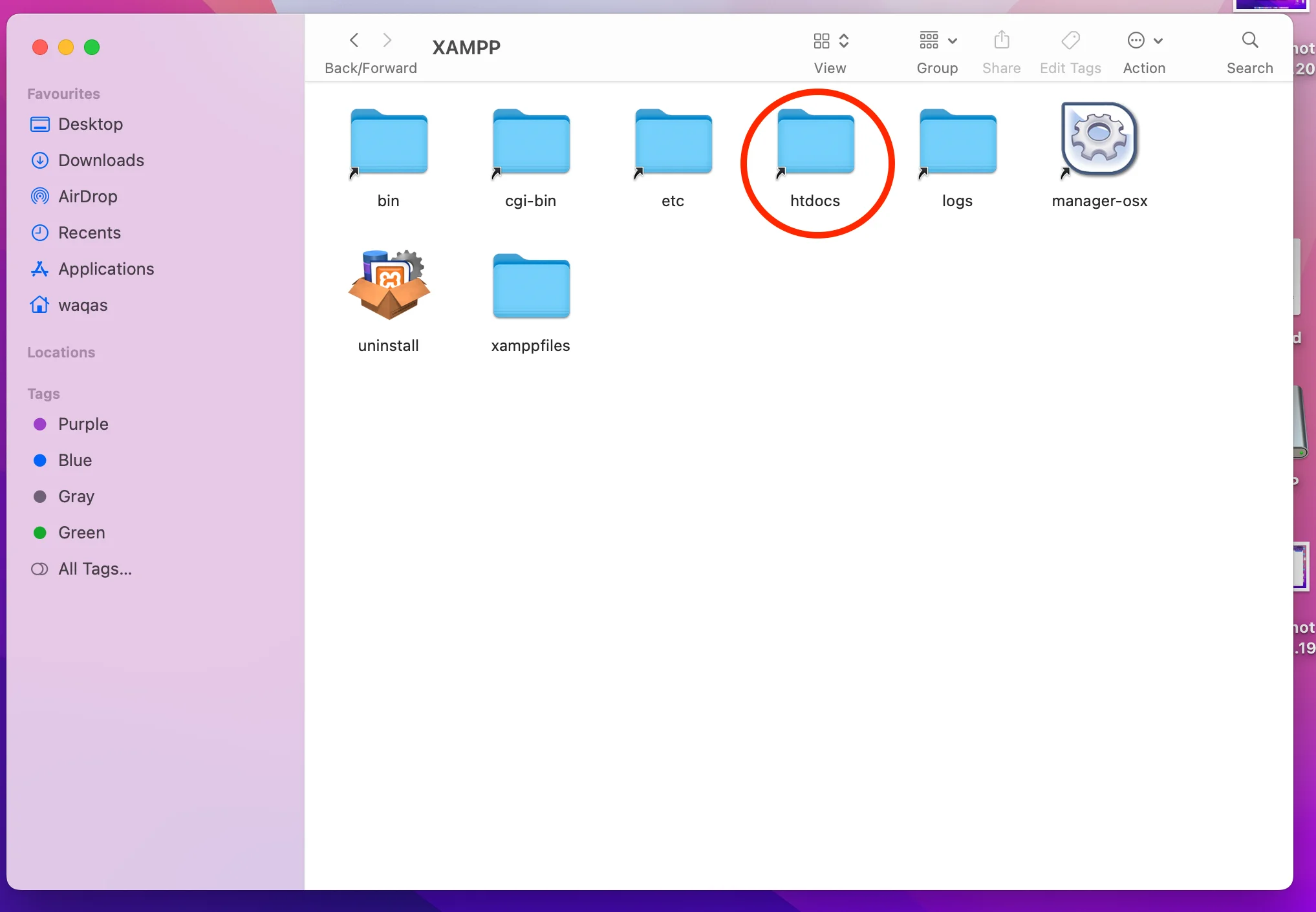 To setup WordPress locally locate htdocs folder in XAMP folder