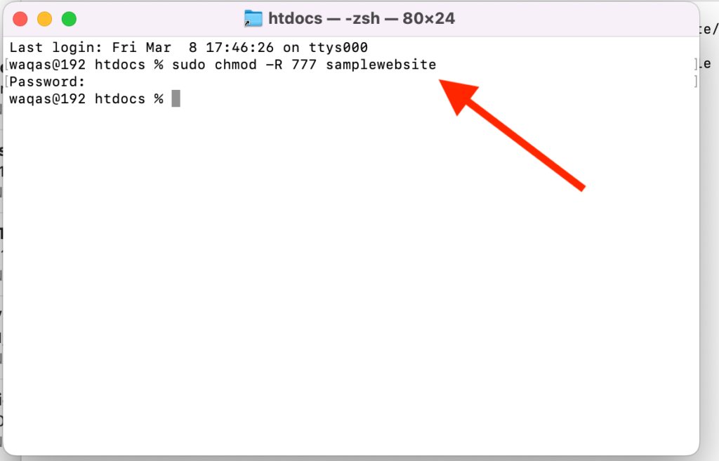 Setting write permission to htdocs folder to allow plugins and themes download for WordPress