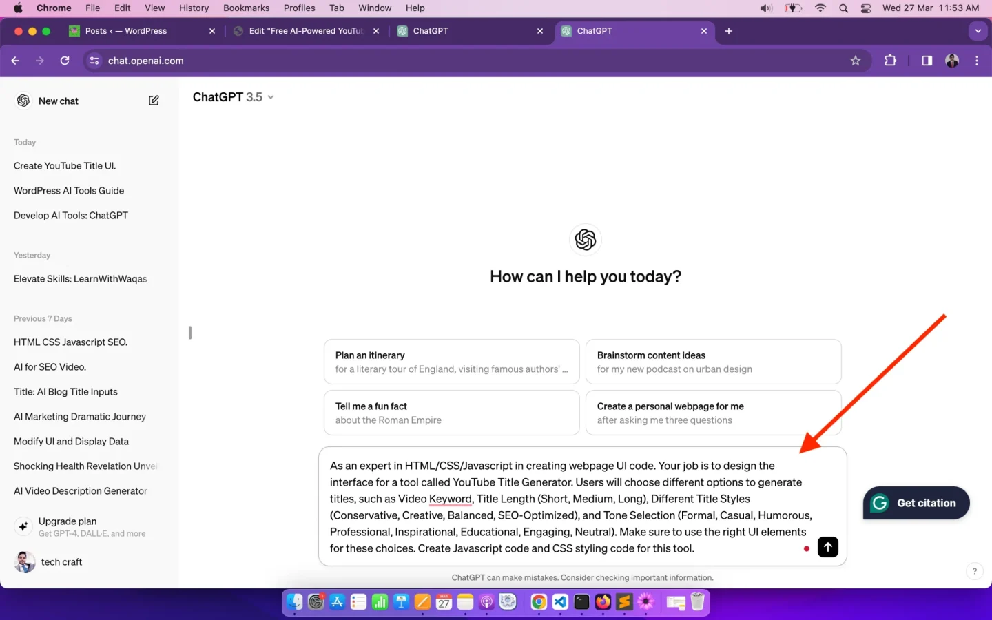 Step 2 UI designing using ChatGPT